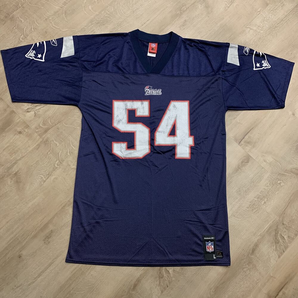 NFL New England Patriots Tedy Bruschi #54 Jersey Men's Large L Navy Blue Vintage